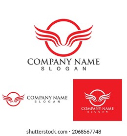 Logotipo de ala y pasos vectoriales de símbolo