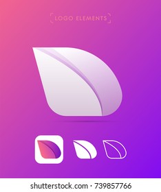 Wing logo template. Letter D. Vector abstract material design style. Application icon