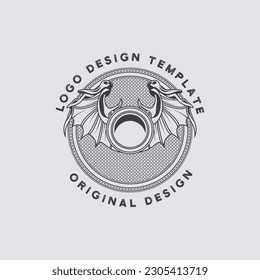 wing logo template.circle wing emblem.