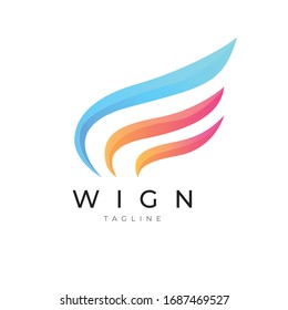 Wing Logo With Three Separate Lines And Vibrant Color Vector Template