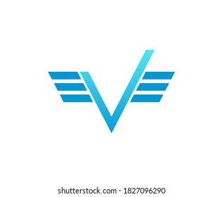 Wing logo V letter vector icon 