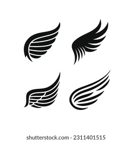 Wing Logo vector of Hawk wings symbol angel Falcon clipart Eagle emblem bird icon collection set