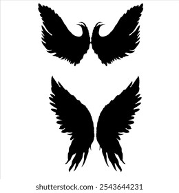 design de ícone de vetor de logotipo de asa. silhueta de asas de anjo. design de tatuagem de asas de anjo. asas de anjo de vetor isoladas em fundo branco.