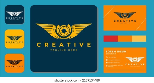 Wing Logo vector symbol, vector illustration with business card design template