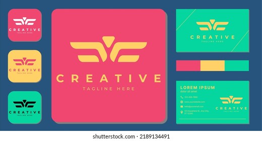 Wing Logo vector symbol, vector illustration with business card design template