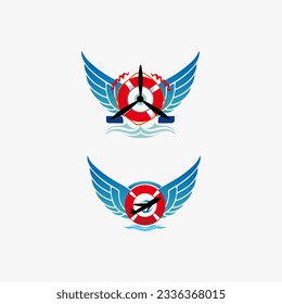 wing logos and float tires with the shape of the plane