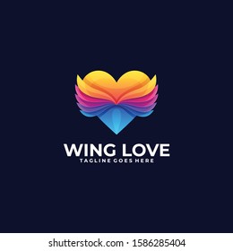 Wing Love Colorful Design Illustration Vector Template. Suitable for Creative Industry, Multimedia, entertainment, Educations, Shop, and any related business