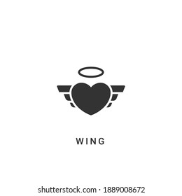 wing love icon vector illustration. wing love icon glyph design.