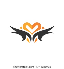 wing with a love logo template