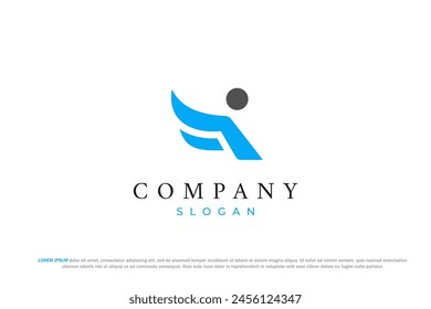wing man blue minimal logo