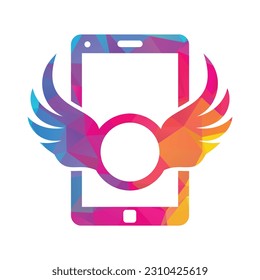 Wing mobile logo icon vector. Angel Call logo design illustration.