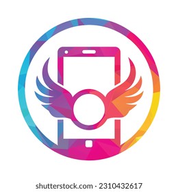 Wing mobile logo icon vector. Angel Call logo design illustration.