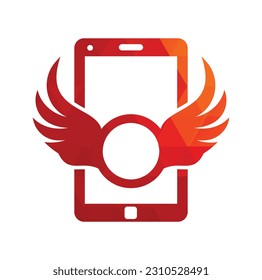 Vector de iconos del logotipo móvil de Wing. Ilustración de diseño del logo de Angel Call.
