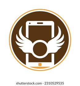 Wing mobile logo icon vector. Angel Call logo design illustration.