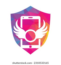 Wing mobile logo icon vector. Angel Call logo design illustration.