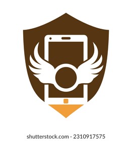 Wing mobile logo icon vector. Angel Call logo design illustration.