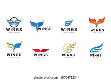 Wing modern colorful logo icon vector template.