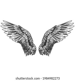 Wing Monochrome Vector Illustration Isolated