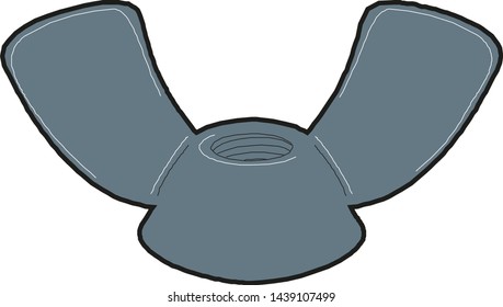 Wing nut for bolt isolated on white background. Vector illustration.