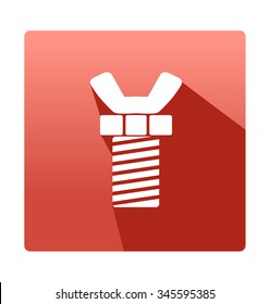 Wing nut/ butterfly nut flat icon. Simple web icon in vector: tool to work. Red color background