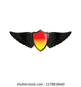 wing on the shield logo icon design template vector