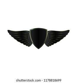 wing on the shield logo icon design template vector