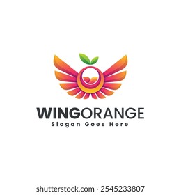 Logotipo colorida do gradiente laranja da asa