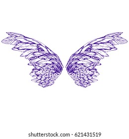 Wing outline line art ink drawn stock vector illustration