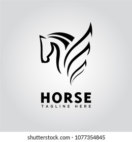 Wing Pegasus Horse Logo