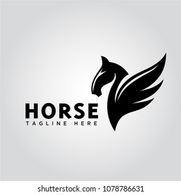 Wing Pegasus Horse Logo