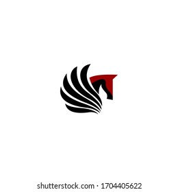 wing pegasus horse logo vector icon