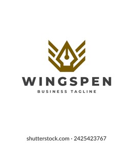 wing pen vector logo design