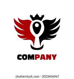 wing and pin logo vector design template