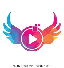 Wing Play Logo Template Design Vector. Wings play button logo illustration.