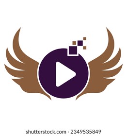 Design-Vektorgrafik für die Layoutvorlage des Wing Play-Logos Wings spielen Button Logo-Illustration.