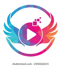 Wing Play Logo Template Design Vector. Wings play button logo illustration.