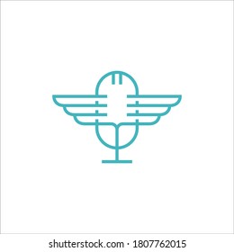 wing podcast logo design vector sign