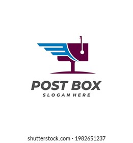Wing Post Box logo vector template, Creative Post Box logo design concepts