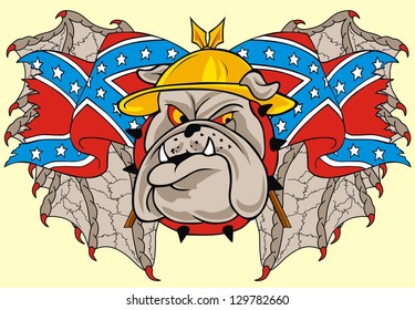 wing rebel flag and bulldog