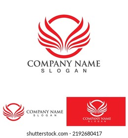 Wing red bird  Logo Template vector