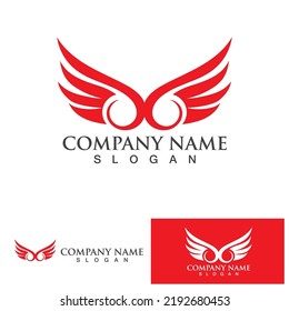 Wing red bird  Logo Template vector
