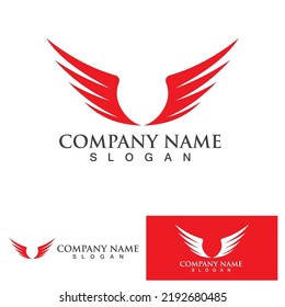 Vector de plantilla de logotipo de ave roja Wing