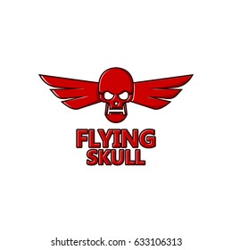 Wing Red Skull Logo Template Design