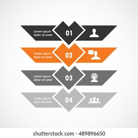 Wing ribbon banner infographics elements business template.