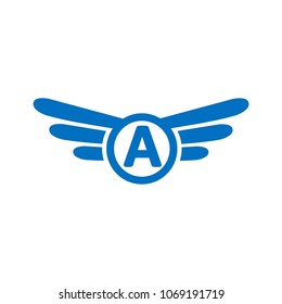 wing and ring and A letter logo or sign