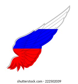 Wing with Russia flag on white background. Vector illustration