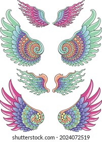 Wing set colorful design for kids illustration