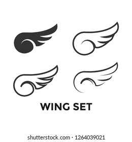 Wing set graphic icon design template isolated