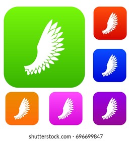 Wing set icon in different colors isolated vector illustration. Premium collection