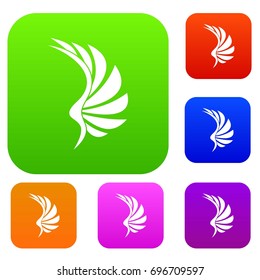 Wing set icon in different colors isolated vector illustration. Premium collection